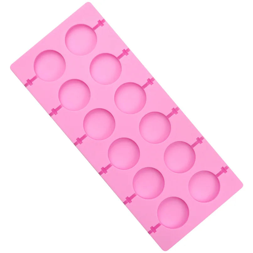 SaffronHot 12 Cavity Silicone Food Grade Candy Mold Round Lollipop Baking Mold Manufactured in China