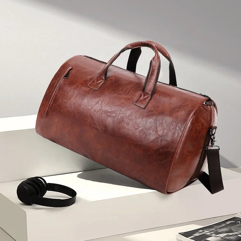 Wholesale Waterproof PU  Leather Carry on Bag Luggage Custom logo Business Suitcase for Mens Duffel Bag for Outdoor Travel Bag