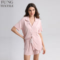 Fung 6058 2025 New Women Jersey Pajama Set Summer Short Sleeve 2 Piece Comfortable Home Sleepwear