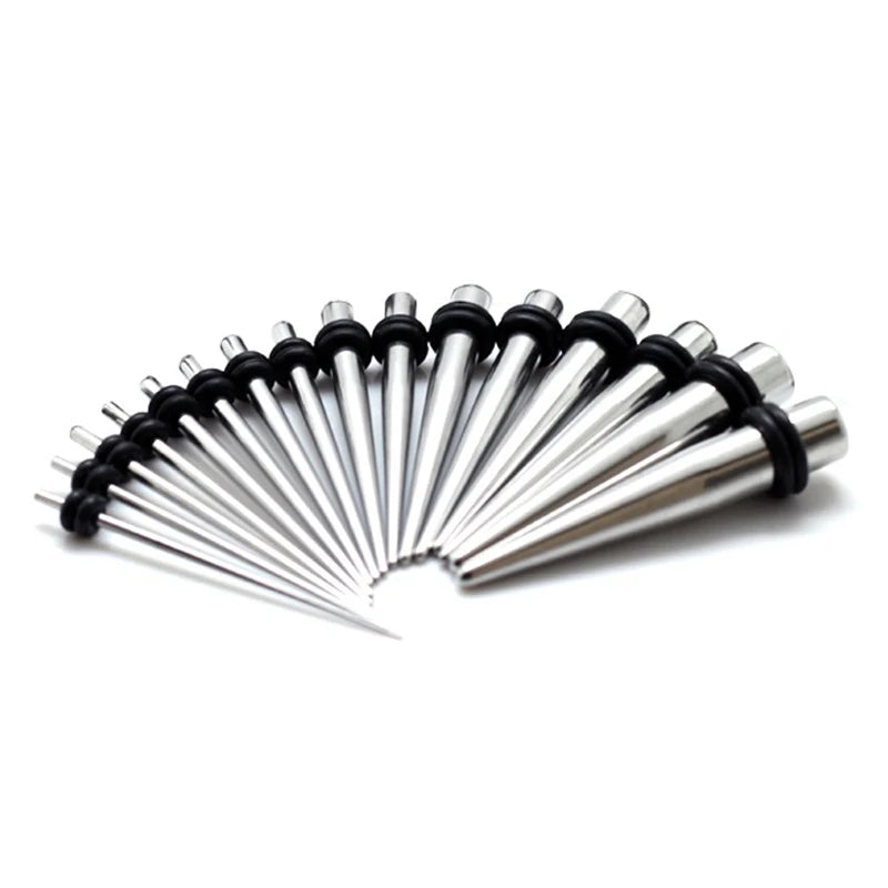 Set of 10Pairs Stainless Steel Tapers and Plugs Expander Ear Gauges Body Piercing Jewelry Kit for Women Men Wedding Occasion