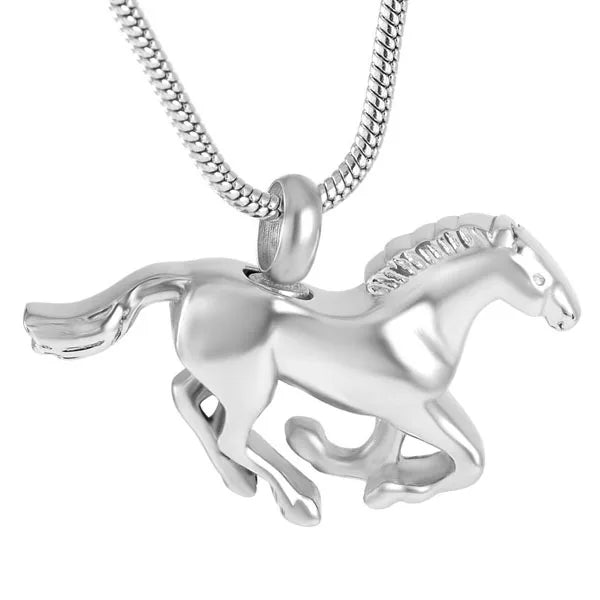 Horse Cremation Memorial Urn Necklace Stainless Steel Silver Plated Vintage Pendant Keepsake Ashes Gift