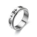 European Personality Fashion Cross Tortoise Rotating Ring Simple Versatile Stainless Steel Anxiety Relief Fidget Rings