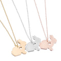 SC Popular Korean Zodiac Necklace Fashion Bunny Stainless Steel Necklace Cute Silver Gold Heart Rabbit Necklace for Teen Girls