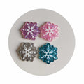 100pcs/Lot Mini Resin Snow Snowflake Flatback Cabochon Glitter Christmas Applique Ornament Craft DIY Earring Accessories 18/29mm