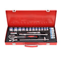 SOLUDE  Tool Set 24pcs Auto Repair Sockets Metal Box Hand Tool Kit Blue Line Ratchet Wrench