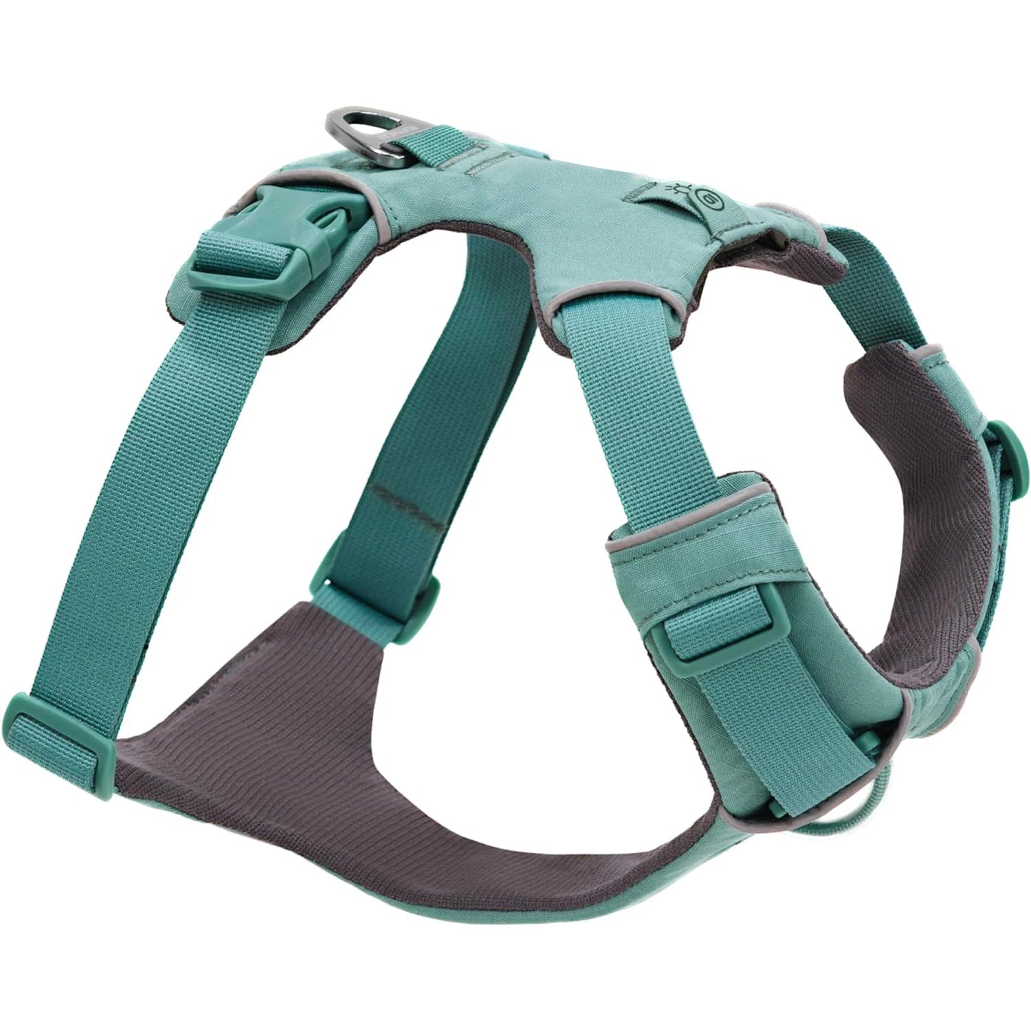 2025 Customisable Double Sided Handfree Frenchie Breathable Strong 4 Adjustable Padded Tactical Neoprene Dog Harness Light Blue