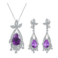 ZL0065 Large Inventory 925 Sterling Silver Trendy Beautiful Designs Jewellery Purple Amethyst Natural Birthstone Jewelry Set