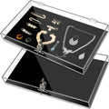 2 Pcs Clear Acrylic Locking Jewelry Display Case Security Showcase Key for Ring Earring Necklace for Trade Shows Retail Display