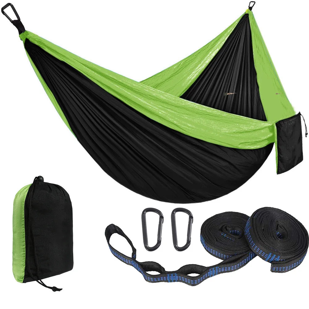 Outdoor Nylon Parachute Fabric Hammock for Single Double Camping Indoor Leisure Swing Chair