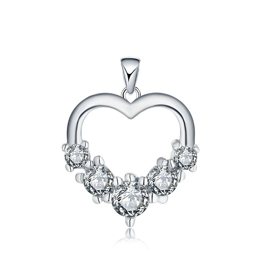 YILUN Classic 925 Sterling Silver Heart Pendant Fine Jewelry Custom Rhodium Plated Heart Pendant for Valentine's Day Gift
