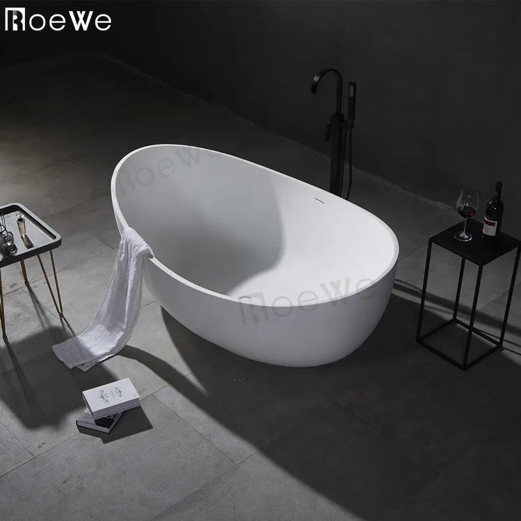 Custom Size Stand Alone Tub Artificial Stone Bath Tub Solid Surface Stone Resin Bathtub 2 Person Freestanding Soaking Tub