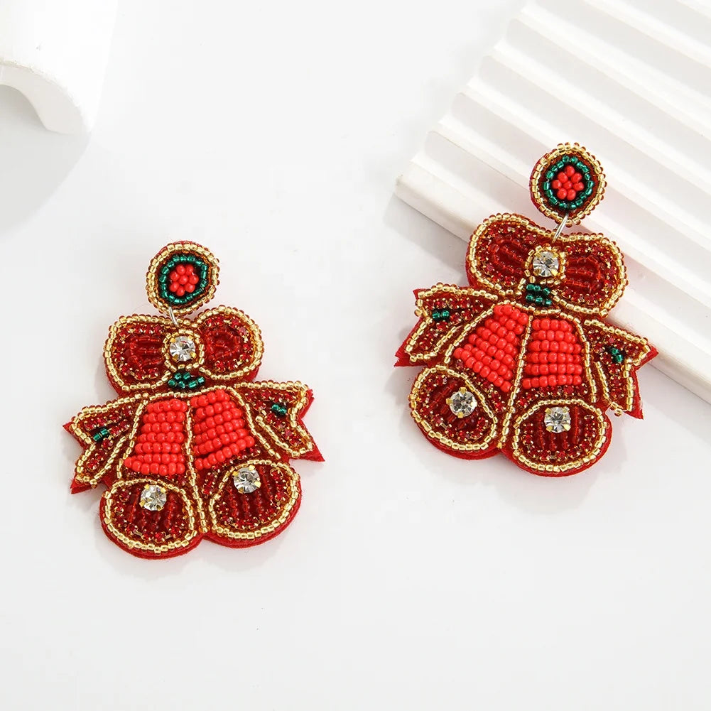 Hot Sell Christmas Earrings Jewelry Bohemia Christmas Tree Snowflake Bells Snowman Earrings Earrings Jewelry Customized