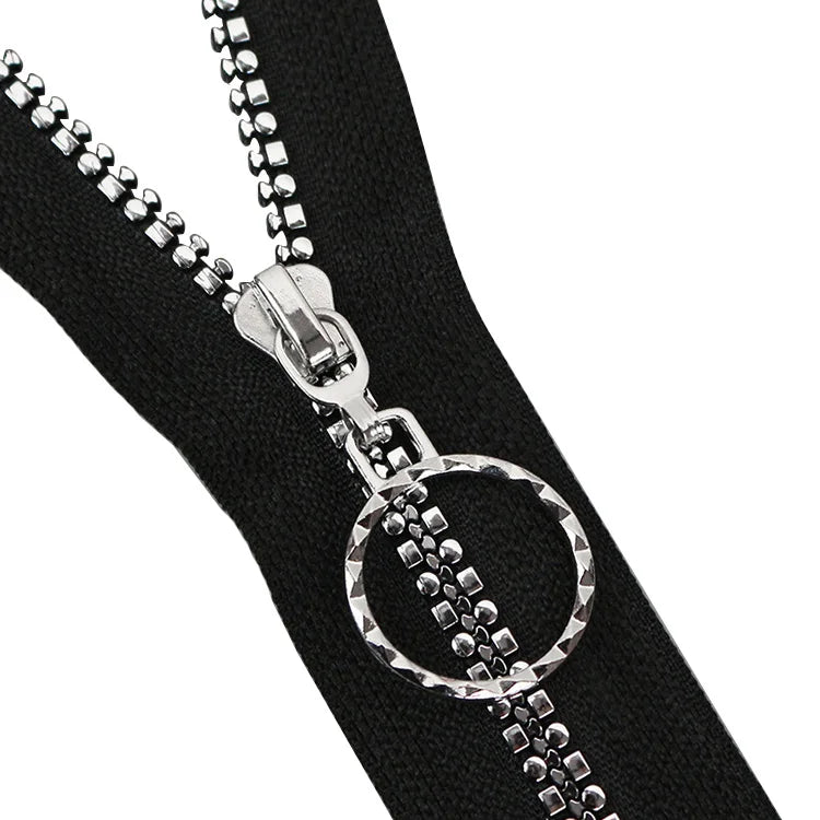 G&F 5# Resin Manufacturer Stock Silver Square Teeth Single Open-end Zipper Clothing Coat Self-locking Zipper