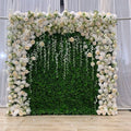 Wholesale Custom White and Green Silk Artificial Decorative Flower Wall Wedding Supplies Decoration Rose Backdrop