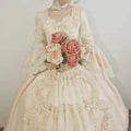Medieval Palace Sweet Lolita Dress Vintage Lace Bowknot Big Pendulum Victorian Dress Kawaii Girl Gothic Lolita Op Loli Cosplay