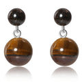 2025 New Natural Tiger's Eye Stone Red Black Green Agate Ball Pendant Earrings for Women Jewelry Customized