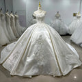 Jancember XS098 Exclusive Strapless Satin Beaded Puffy Bridal Women's Wedding Dresses