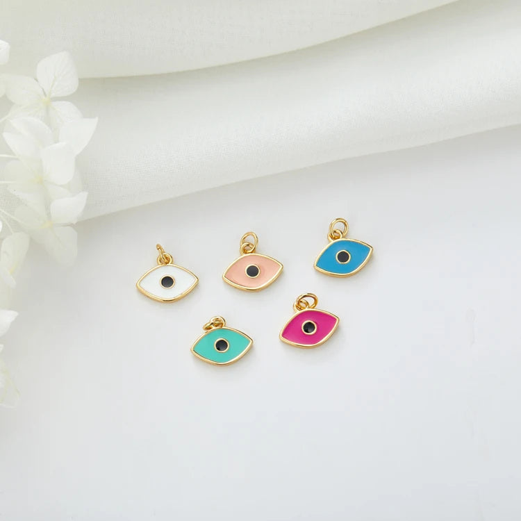 Jewelry Diy Mini Enamel Gold Plated Small Turkish Drop Oil Eye Bracelet Charms for Jewelry Making