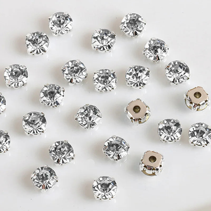 3-10mm Crystal Chaton Beads Claw Setting Sew on Stone Loose Gold Silver Steel Claw Rhinestones for Clothing