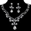 European and American Bridal Water Diamond Necklace Earrings Two Piece Set Simple Water Drop Clavicle Necklace