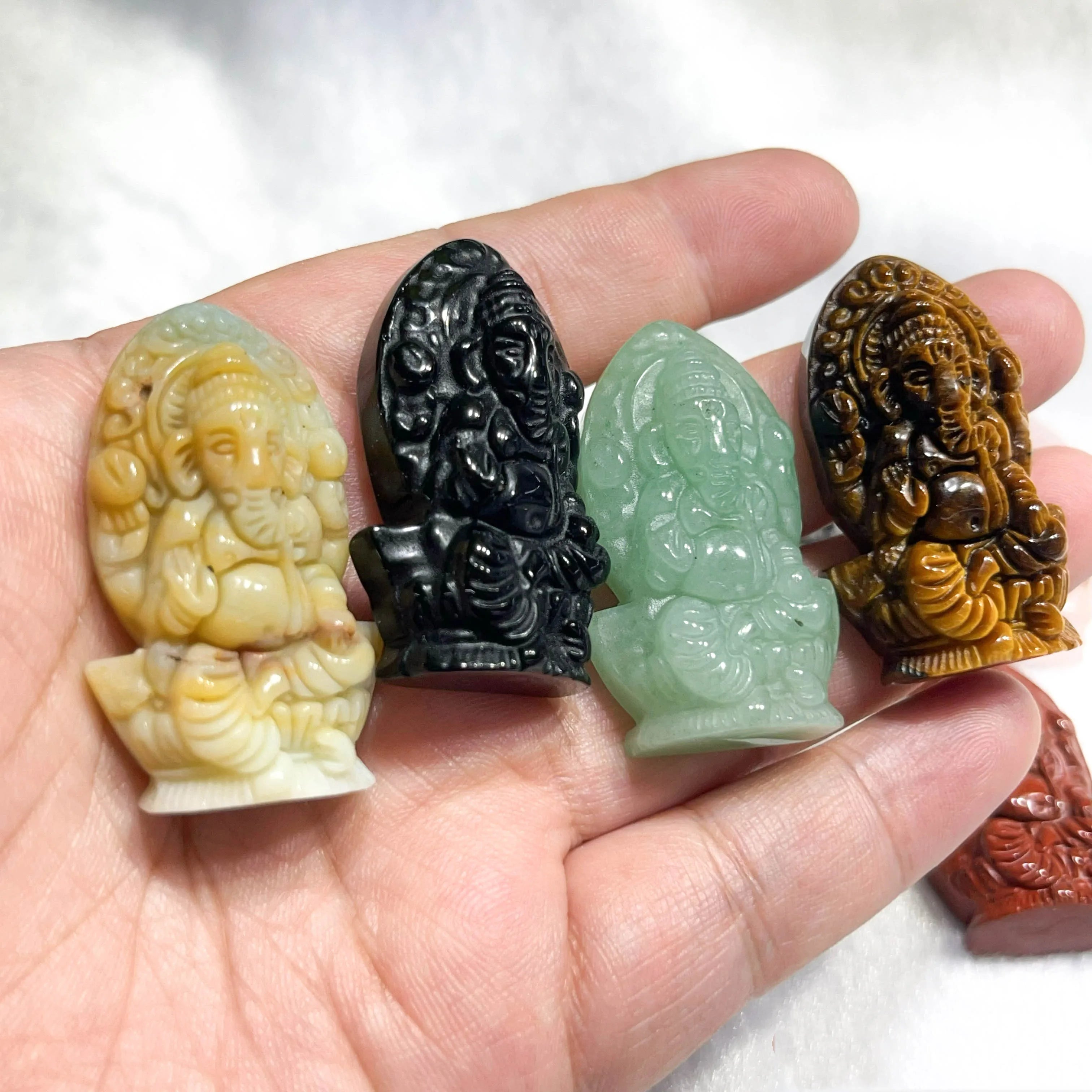 Ganesha Gemstone Crystal Hindu Gods Mixed Material Crystal Raw Ganesha Statue Crystal