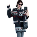 Autumn and Winter Vintage Puppy Floral Knit Set Retro Loose Knit Cardigan and Knit Skirt Set Knitted Two-Pieces Set for Women