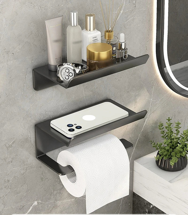 Carbon Steel Quality Solid Wall Mounted Papers Roll Holder Bathroom Storage Accessories Sets Tissue Toilet Paper Holder
