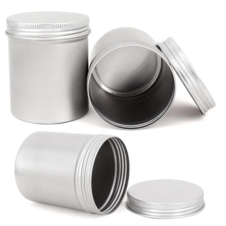 300ml Empty Aluminum Silver Candle TinsRound Cosmetic Sample Metal Container Aluminum Canister with Screw on Lid