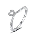 Original Design 925 Sterling Silver Women Simple Small Heart Shape CZ Diamond Index Finger Ring