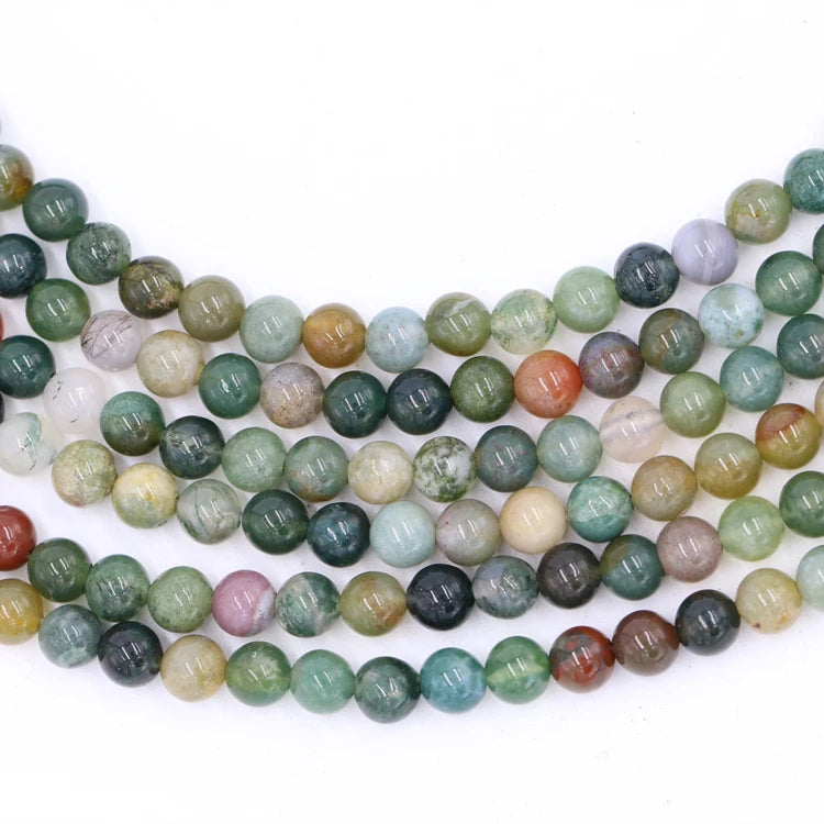 Gemstone Meaning Peaceful Natural Loose Bead Strand Multi Color Stone Bead 6mm Indian Agate Bead for Jewelry Making