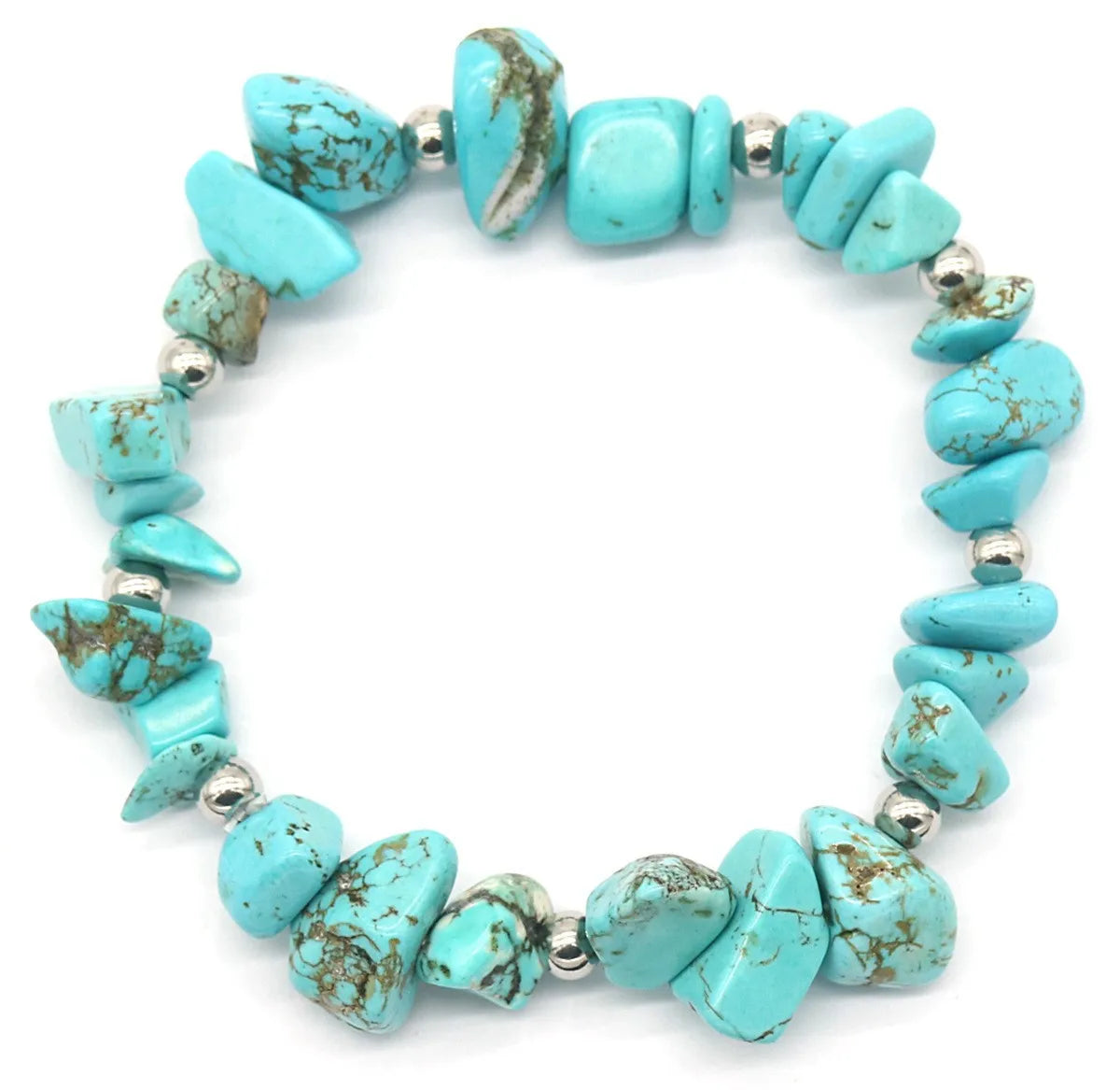 Natural Gem Stone Bracelet for Women Turquoise Tiger Eye Crystal Quartz Stretch Chip Beads Nuggets Bracelets Bangles