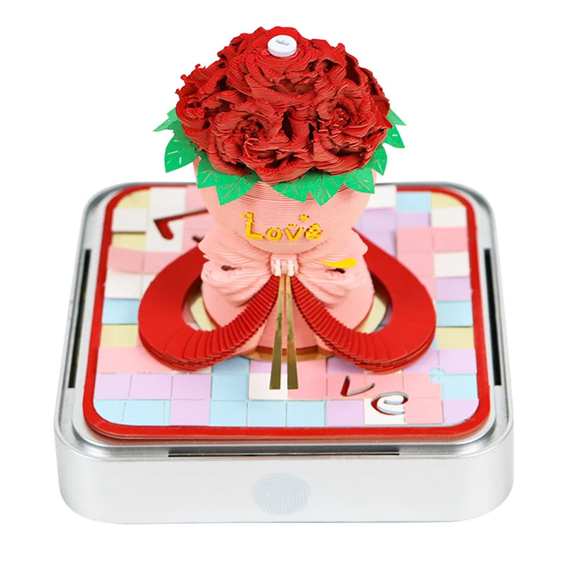 New Arrival 3D Paper Carving Rose Memo Note 2025 Valentines Day Decor Non Sticky Diy Note Creative Calendar Valentines Day Gifts