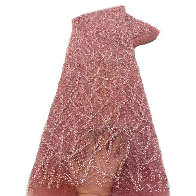 Beautiful Fashion Wholesales Price Shiny Dubai French Embroidery Beaded Lace Mesh Sequin Fabrics for Nigerian Women Party Wear