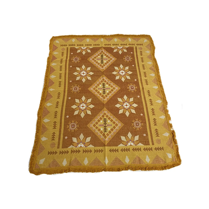 100% Recycled Cotton Custom  Boho Geometric Woven Beach Blankets Tapestry Throw  Picnic Rugs With Fringe