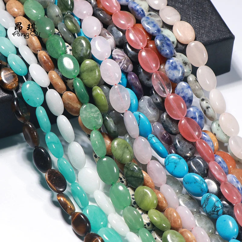 10x14mm Oval Gemstone Beads Wholesale Natural Amethyst Agate Jasper Jade Oval Stone Beads for Jewelry Making