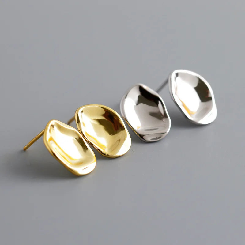High Quality Classic Design 925 Sterling Silver Simple Shiny Oval Stick Earrings Women