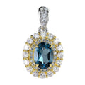 Gorgeous Rhodium and Gold Plated 925 Sterling Silver Natural London Blue Topaz Pendant for Women Fine Pendants