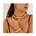 Wholesale Cyberpunk Metal Ring Collar Necklace Ladies Exaggerated Personality Link Chain Choker for Party Geometric Pattern