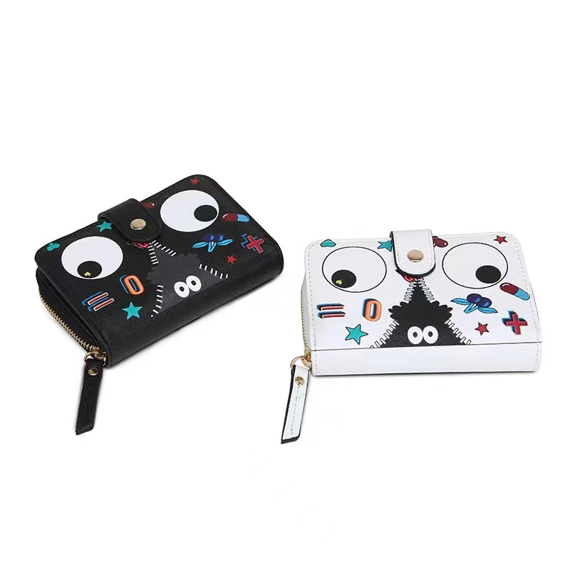 Fashion Unique Big Eye Theme Zipper Cute Wristlet Cartoon Zipper Purses Wallet for Women