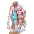 Fashion Bead Cartoon Bear Phone Chain Keychain Cute Acrylic love Bead Accessory Kawaii Design Fashion Keychain