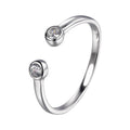 Classic Design 925 Sterling Silver Double CZ Rings Open Adjustable Women's Daily Jewelry Ring
