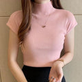 475# Fashion Sleeveless Woman Blouses Summer Tops Blouse Women Turtleneck Knitted Shirt