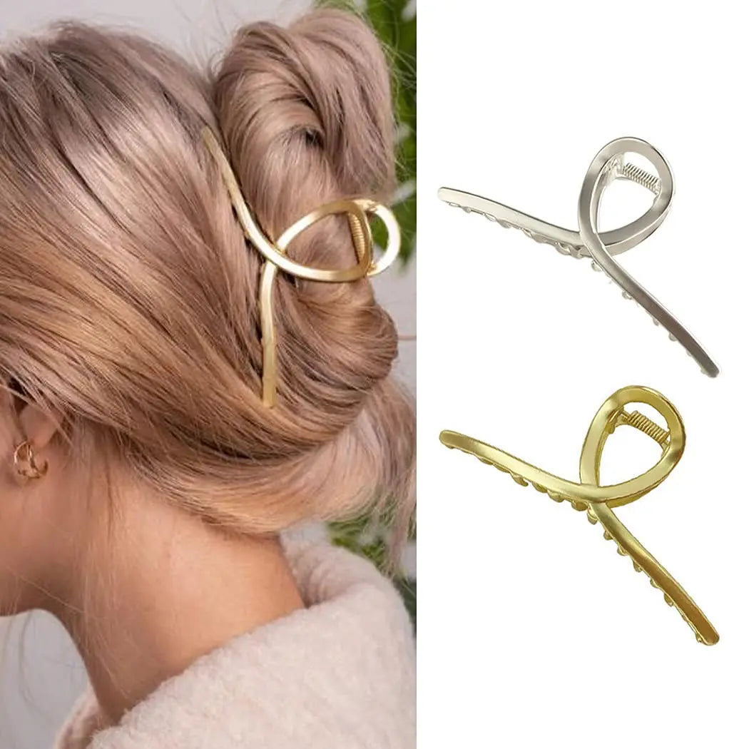 Hair Claw Clips Gold Shark Barrette Metal Hair Clamps Large Hair Accessories for Women and Girls