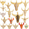 Animal Cow Ox Head Colourful Charm Pendant18K Gold Plated Cubic Zirconia Necklace Bracelet for Jewelry Findings Supplies M62