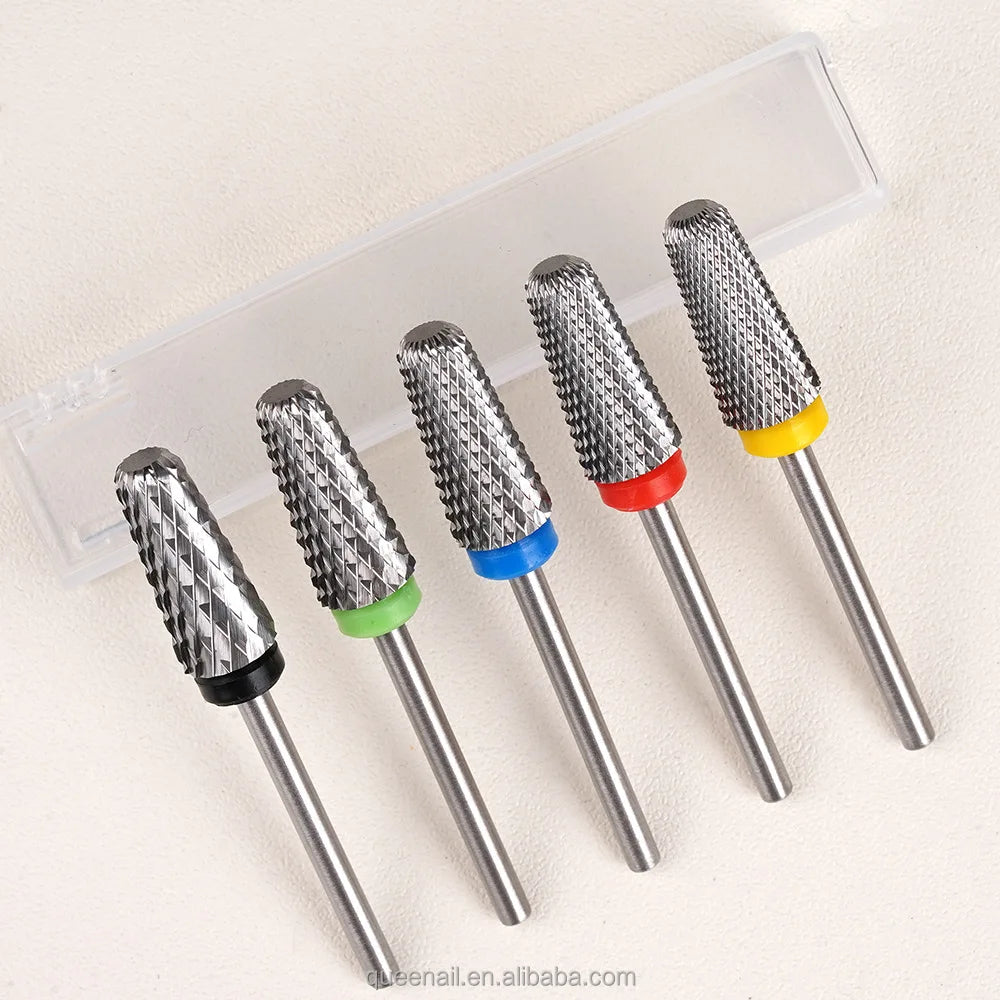 Cross Cut Bit Super Long Tapered Flute Serie Nail Bit Beauty Salon Tools Nail Drill Bits Tungsten Carbide 5 in 1 Silver