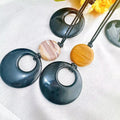 DIY Natural Stone Princess Buckle Necklace Pendant 5cm Obsidian with Engraved Agate Peace Buckle Black Jade Necklace Jewelry