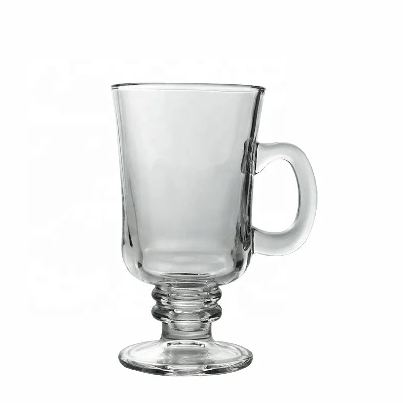 Wholesale Reusable Thick Stem Water Coffee Cup Irish Creme Latte Clear Coffee Glass Mug