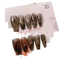 Private Label Hand Made Acrylic Ombre Metal Painting Gel Custom False Press-on Middle Coffin Nails Press on Nails