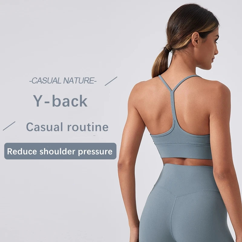 Xsunwing Women's Sexy Strappy Fitness Yoga Bra Breathable Shockproof Sports Bra Y Back High for Impact Gym Active Wear Plus Size