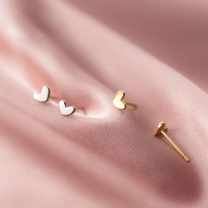 925 Sterling Silver Mini Heart Stud Earrings Girls Birthday Gifts Jewelry